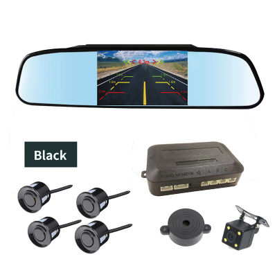 Radar de Reversa para Espejo Retrovisor, 4 Sondas, Antideslumbrante, Ajuste Original, Monitor de Estacionamiento, Detector, Sistema Auxiliar de Seguridad Automotriz