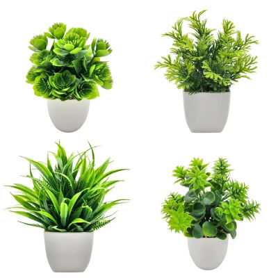 Mini flores falsas en maceta, bonsái, Decoración de mesa, plantas artificiales, adornos en maceta, decoración del jardín del hogar, nuevo