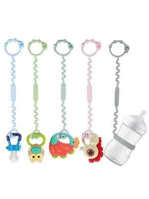 5PK Correas de Silicona para Juguetes. Correas de seguridad para biberones y mordedores para bebés de 0 a 18 meses. Perfecto para cochecitos, sillas altas y asientos de coche.