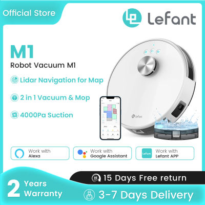 LEFANT M1 Robot Aspirador y Fregasuelos con Exacto Mapeo Multi Piso (LDS), Zona Prohibida, Robot Aspirador Succión de 4000 Pa, Batería de 4000 mAh,Control App/Alexa/Goole, Tanque de ólidos y Mixto
