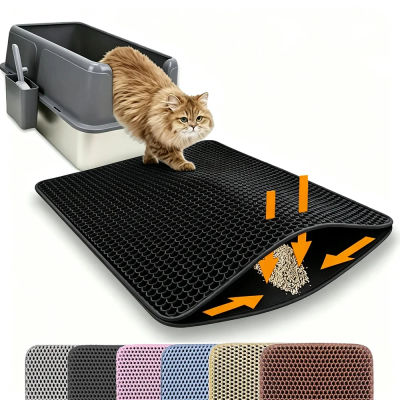 Alfombra para Arenero de Gatos de Doble Capa, Antideslizante, Grande, con Filtro, Resistente al Desgaste, Impermeable