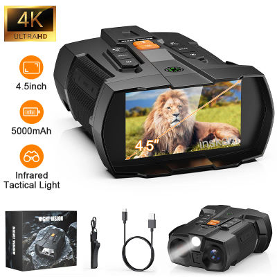 Binoculares de visión nocturna 4K, gafas de visión nocturna con pantalla grande de 4,5 pulgadas, 5000mAh, 800m, gafas telescópicas de visión nocturna infrarroja completamente oscura