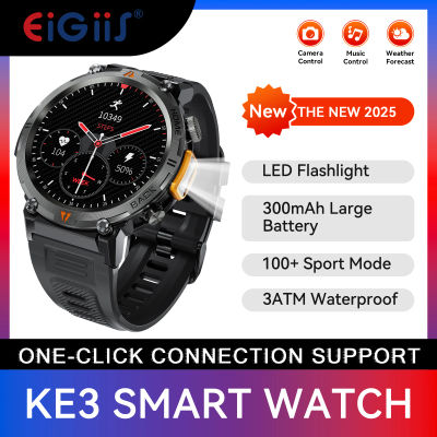 EIGIIS KE3 Bluetooth llamada reloj inteligente hombres pantalla completamente táctil Monitor de salud reloj con linterna hombres SmartWatch para IOS Android