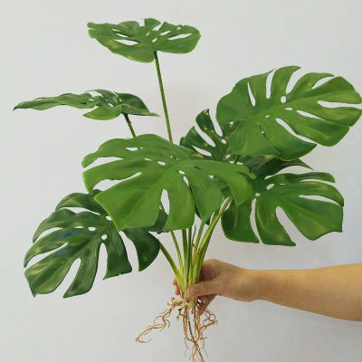 Plantas falsas grandes de 32 ", palmera Tropical Monstera Artificial, hoja de plástico, planta de agua para oficina, escritorio, hogar, jardín, decoración verde
