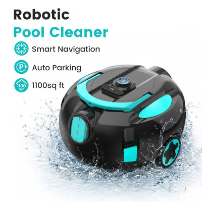 Limpiador Robótico de Piscinas Inalámbrico H1 con 120 Minutos de Autonomía, hasta 1100 Pies Cuadrados, Aspiradora Automática de Piscinas con Doble Succión y Estacionamiento Automático para Limpieza de