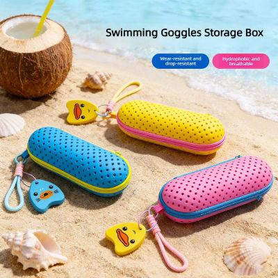 Estuche de Almacenamiento para Gafas de Natación Transpirable de EVA Perforado con Asa, Estuche Portátil para Gafas de Sol, Accesorios para Natación