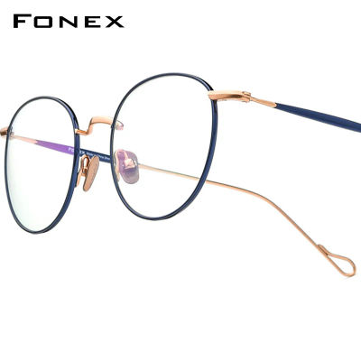 Montura de gafas de titanio FONEX para mujer, diseño de marca, montura de gafas redondas Vintage para hombre, gafas japonesas, gafas ultraligeras 85645