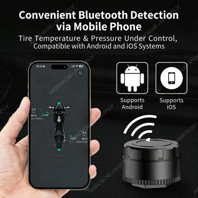 Sensor de Presión de Neumáticos TPMS para Automóvil, con Bluetooth 5.4, Compatible con Sistemas iOS y Android, para Motocicletas, Triciclos y Camiones