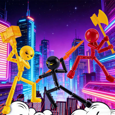 HUAHUASet Figura de acción Stickman impresa en 3D de juguete con articulaciones móviles, maniquí robot ensamblado novedosoHUAHUA