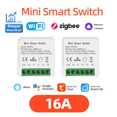 1 Uds Tuya ZigBee WiFi interruptor inteligente con Monitor de potencia 16A relé DIY Control de voz automatización del hogar inteligente para Alexa Google Alice