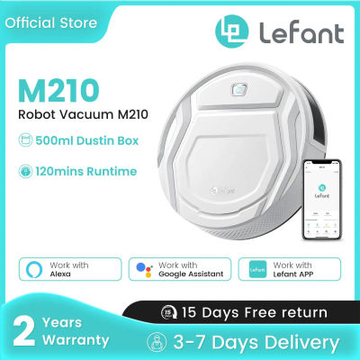 LEFANT M210 Robot Aspirador Fuerte Succión, Mini Aspirador Robot 120 Min Autocargable, Limpieza Zig-Zag, Programable, Silencioso Aspirador Robot, WiFi/App/Alexa, para Pelo de Mascotas y Suelos Duros
