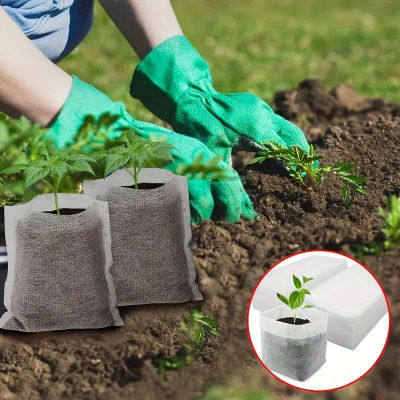 8x10cm 100 Uds bolsas de vivero de semillas biodegradables, bolsas de cultivo de plantas no tejidas, bolsa de plantas de macetas de tela, suministros para el jardín del hogar