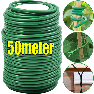 Ataduras de Alambre para Plantas de Jardín, Cintas Verdes Flexibles para Soporte de Enredaderas, Ataduras Reutilizables para Ramas de Plantas, Alambre de Acero Recubierto de Goma