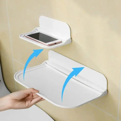 Estante Plegable de Pared Sin Perforaciones, Organizador Ahorrador de Espacio, Soporte para Router Wifi y Teléfono para Baño