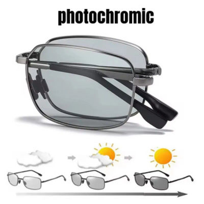 Gafas de sol polarizadas plegables a la moda, gafas Vintage para hombres y mujeres, gafas fotocromáticas portátiles plegables con montura metálica de alta calidad UV400