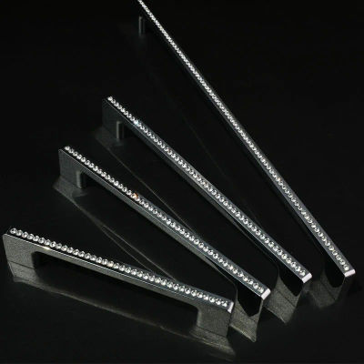 256 288 352mm moda moderna de lujo brillante plata diamante K9 cristal armario cajón muebles manija de Hardware