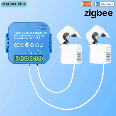 Medidor de energía bidireccional Tuya Smart ZigBee con abrazadera de 80A CT para aplicación remota Solar Monitor exportación energía de importación AC110V/240V