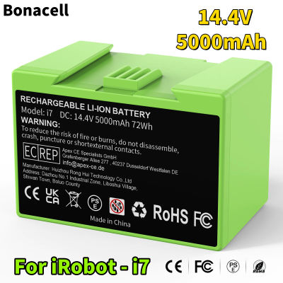 Batería de repuesto de 14,4 V y 5000 mAh para los modelos iRobot Roomba E e I, incluyendo i7+, E5, 7150, 7550, I3, 3150, i3+, 3550, I4, 4150, i4+ y 4624864.