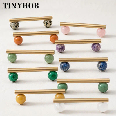 Manija de arte nórdico Tinyhob/mármol Natural + manijas y perillas de latón tiradores de cajón perillas de gabinete de cocina herrajes para muebles rosas
