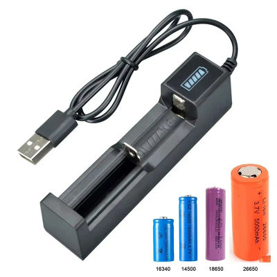 Adaptador de cargador USB de batería Universal con 1 ranura, carga inteligente de 3,7 V para baterías recargables, cargador Li-ion 18650 26650 14500