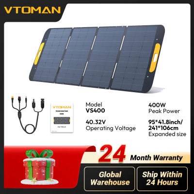 Panel Solar Plegable VTOMAN VS400W, Cargador Solar de Alta Eficiencia de Conversión de 40.32V para Acampar al Aire Libre, Autocaravanas y Estaciones de Energía
