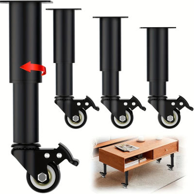 Patas de muebles extensibles de Metal con ruedas, patas de mesa, con reemplazo resistente para gabinetes, sofás, escritorios y aparadores, 4 Uds.