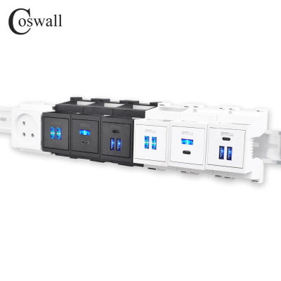 Cargador USB C45 Tipo A y Tipo C para Riel DIN, Cargador Rápido de 18W para Gabinete PDU con Pilar Luminoso Azul