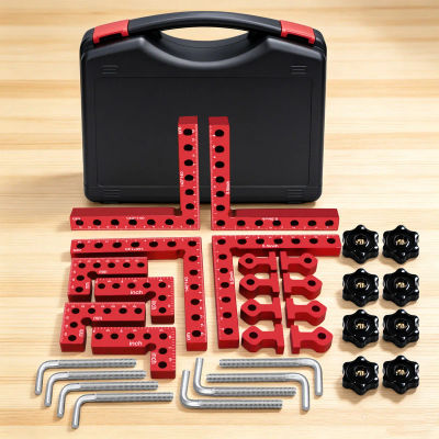 Kit de plantilla de posicionamiento de ángulo recto con estuche de almacenamiento, plantilla localizadora de aleación de aluminio para carpintería y montaje de muebles DIY