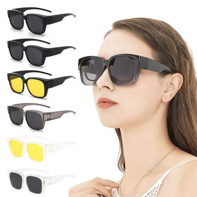 Protección UV que se puede usar sobre otras gafas, sombras cuadradas envolventes, ajuste polarizado sobre gafas, gafas de sol