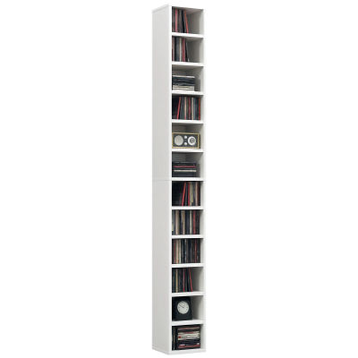 HOMCOM Mueble de almacenamiento para CD y DVD, estantería de almacenamiento en columna, unidad de almacenamiento con 12 compartimentos, máx. Capacidad de CD
