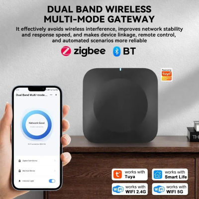 Gateway Tuya Zigbee Bluetooth, Hub WiFi 2.4G/5G, Automatización Local, Alcance de 40m, Funciona con Tuya Smart Life para Control del Hogar Completo