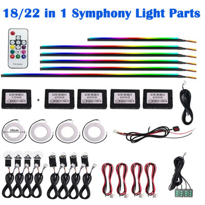 18/22 en 1 Piezas de luz sinfónica 3 pines 35/75/110 cm Tira de luz LED Controlador principal Subcontrolador Luz de almacenamiento Luz de puerta remota Lámpara de pie Luz de altavoz Acrílico Cable