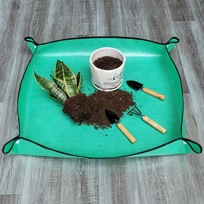 Tapetes para trasplante de macetas, estera para plantar y jardinería, estera para repottar plantas de PE, almohadilla plegable impermeable para macetas de jardinería