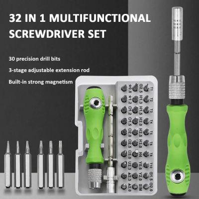 Juego de destornilladores multifuncionales 32 en 1 con 30 Uds. De puntas de destornillador magnético Torx Phillips, herramienta de reparación manual para teléfono, reloj y PC