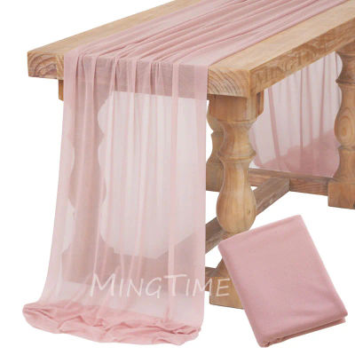 Camino de Mesa Suave Color Rosa Polvo, Gasa Rústica Boho Natural para Decoración de Bodas, Fiestas, Baby Shower y Cenas