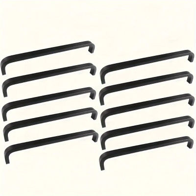 Tiradores de armario de aluminio espacial negro, tiradores elegantes para cajones de cocina, puertas de armario, perillas rectas, herrajes para muebles, 10 Uds.