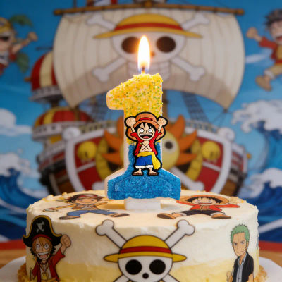 Vela Temática de One Piece con Luffy, Número 0-9, Decoración para Pastel de Cumpleaños, Adorno para Pastel de Fiesta, Regalo para Baby Shower