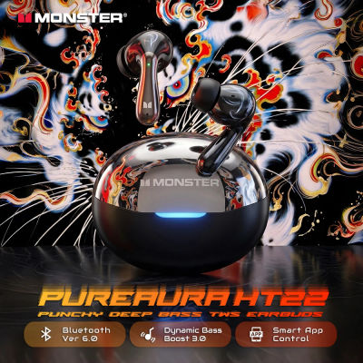 Auriculares Bluetooth 6.0 Monster PureAura HT22, Auriculares Inalámbricos Deportivos TWS con Bajos Profundos y Sonido Original, con APP