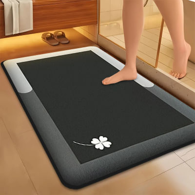 Alfombra absorbente gruesa de franela para el suelo del baño, alfombra antideslizante estampada para el baño, alfombra cuadrada para dormitorio, alfombra de entrada