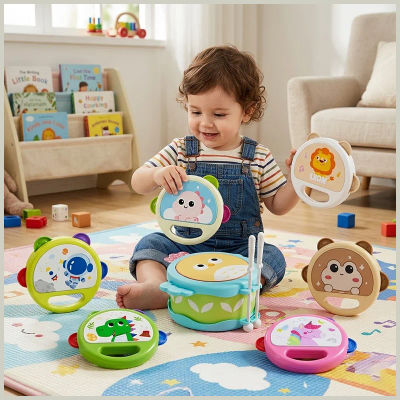 Juguetes de Tambor de Mano para Bebés, Instrumentos Musicales Montessori, Pandereta para Niños Pequeños de 1 a 3 Años, Juguete Musical de Percusión para el Aprendizaje Temprano