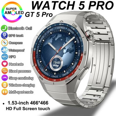 GT 5 Pro 2025 nuevo reloj inteligente para hombres 466*466 pantalla HD 24h monitoreo de la presión arterial hombres mujeres NFC GPS deportes al aire libre Smartwatch