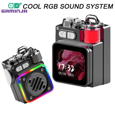 GAMINJA-altavoz mecánico de Metal inalámbrico con Bluetooth, pantalla LED RGB, Subwoofer de escritorio, soporte, calendario, despertador