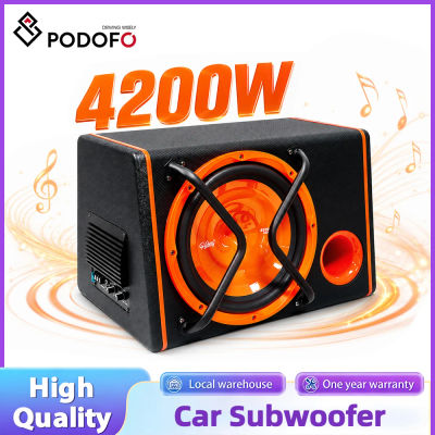 Podofo - Subwoofer de Alta Potencia de 4200 W para Automóvil, Amplificador de Bajos, Altavoz de Alta Potencia con Cable de Audio para Modelos de Vehículos