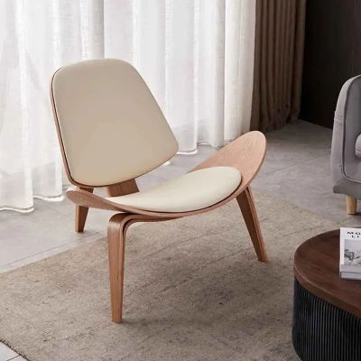 Muebles nórdicos, silla de lujo de madera maciza, sillas de avión de ocio, asiento con respaldo creativo, sofá para una sola persona, taburete para el hogar