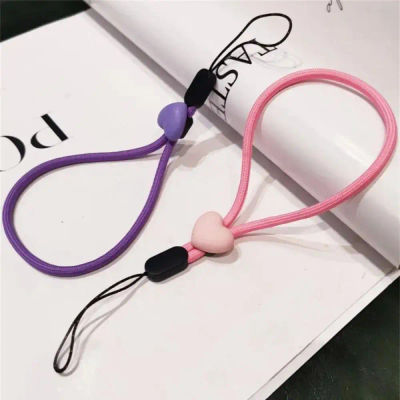 Correa ajustable para teléfono móvil, cordón elástico de Color liso con forma de corazón