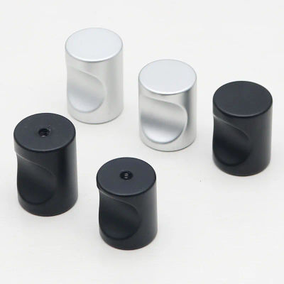 Manija de pulgar redonda Simple moderna, perillas y tiradores de puertas de armario y cajón, manija de muebles negra/plateada de aluminio de espacio sólido