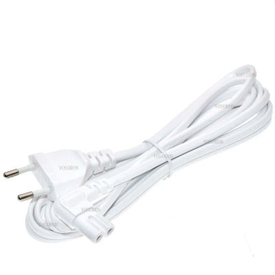 Blanco UE Euporean enchufe de 2 clavijas a IEC320 C7 figura 8 ángulo adaptador Cable de extensión de alimentación para Samsung Philips Sony LED TV