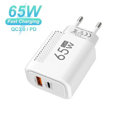 Cargador USB-C de 65W, carga rápida GaN, cable PD tipo C, adaptador para teléfono móvil, cargador de pared de viaje, enchufe europeo/estadounidense para iPhone, Xiaomi, Huawei