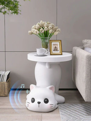 Mesa de centro Circular de gato bonito de diseñador nórdico, muebles para sala de estar, mesa auxiliar para sofá, accesorios de decoración del hogar, mesitas de noche