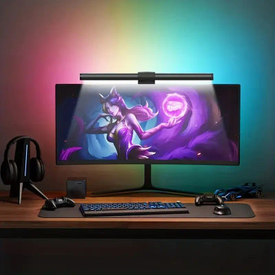Barra de luz LED para Monitor de 44CM, luces colgantes para pantalla de ordenador, lámpara de mesa de ambiente RGB, regulable en continuamente para trabajo, estudio, lectura y juegos